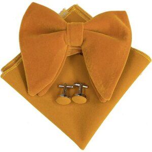 Velvet Bow Ties for Men Set Dark Yellow
